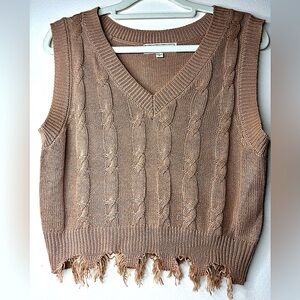 NO COMMENT NY/LA V-Neck, No-Sleeve Sweater Vest, Size women’s Junior M